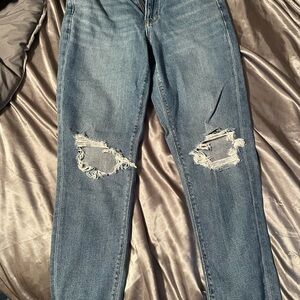 American Eagle Outfitters Ripped Blue Straight Leg Jeans